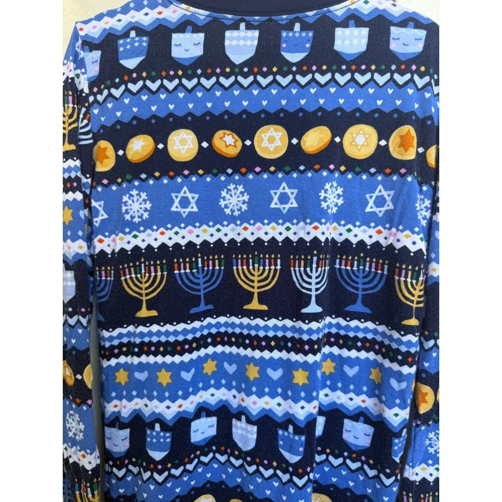 Little Sleepies Hanukkah Festival of Lights Bamboo Pajama Set Blue Kids Size 7/8